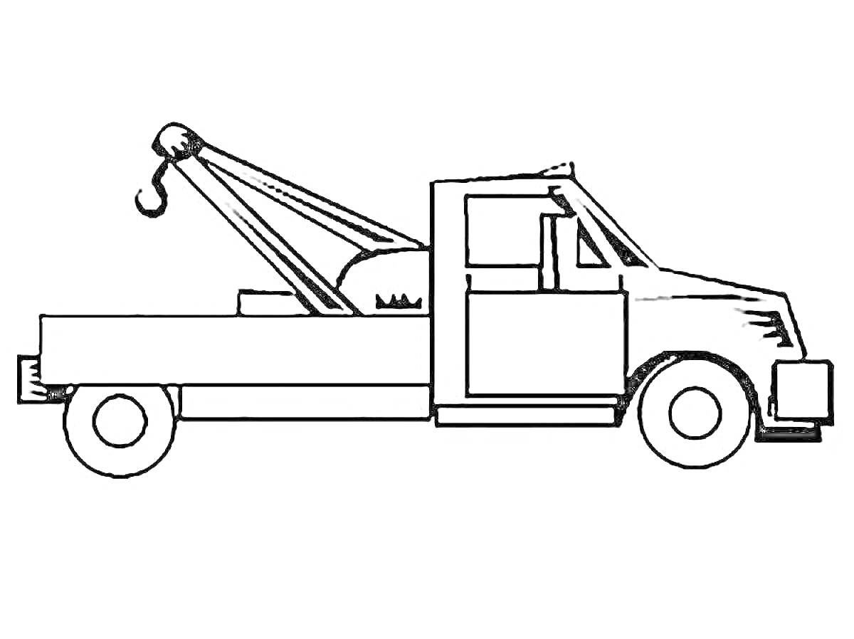 На раскраске изображено: Кран, Строительная техника, Крюк, Колёса, Транспорт