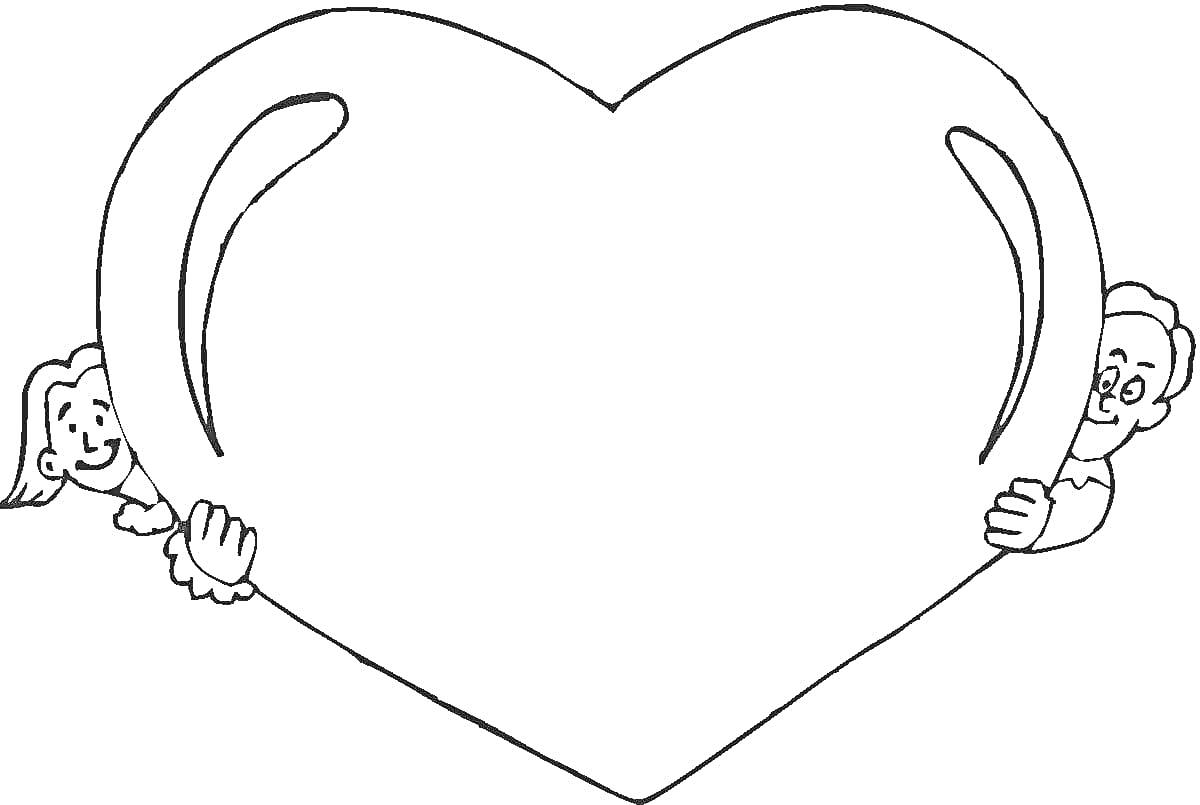 На раскраске изображено: Любовь, Дружба, Валентинка, Для детей, Контурные рисунки, Сердца