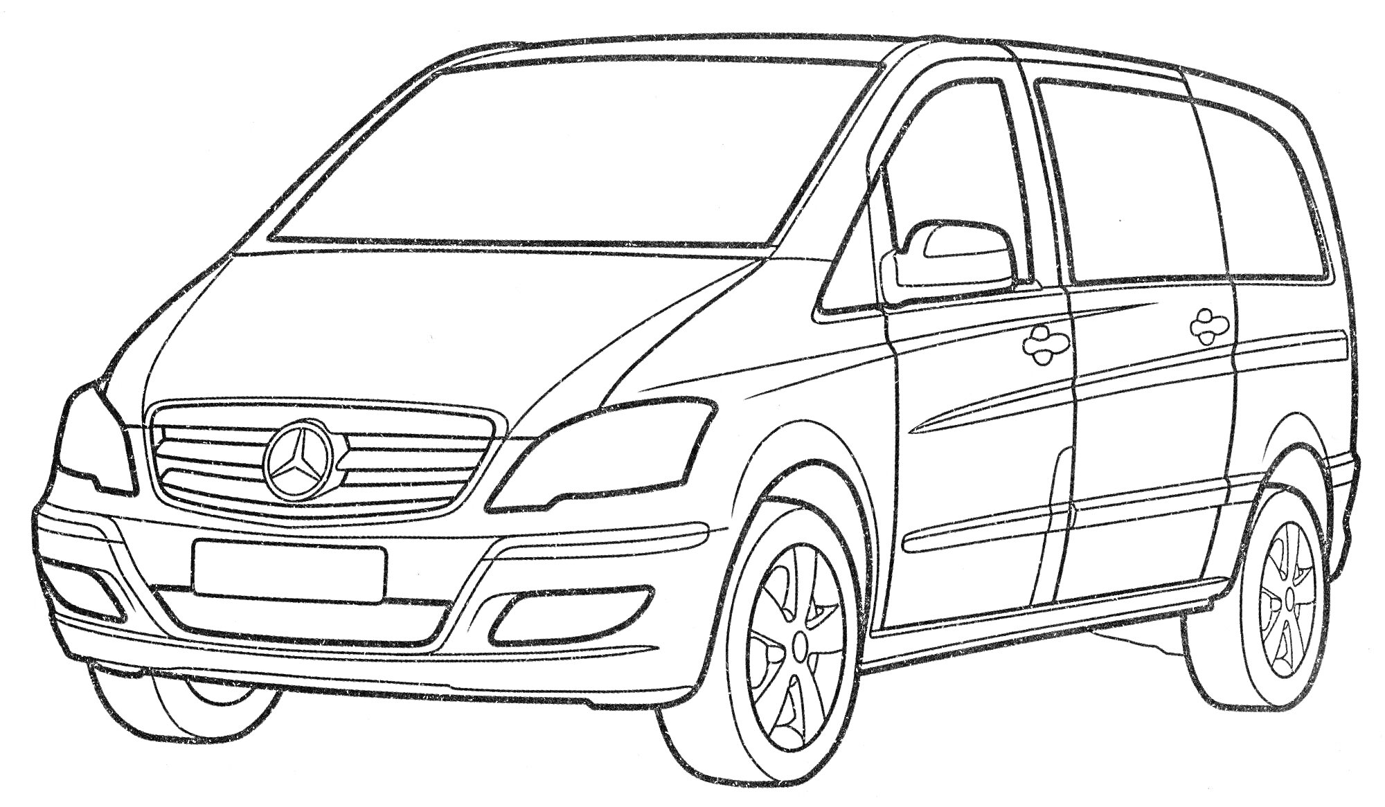 На раскраске изображено: Спортивный автомобиль, Минивэн, Mercedes-Benz, Колёса, Транспорт
