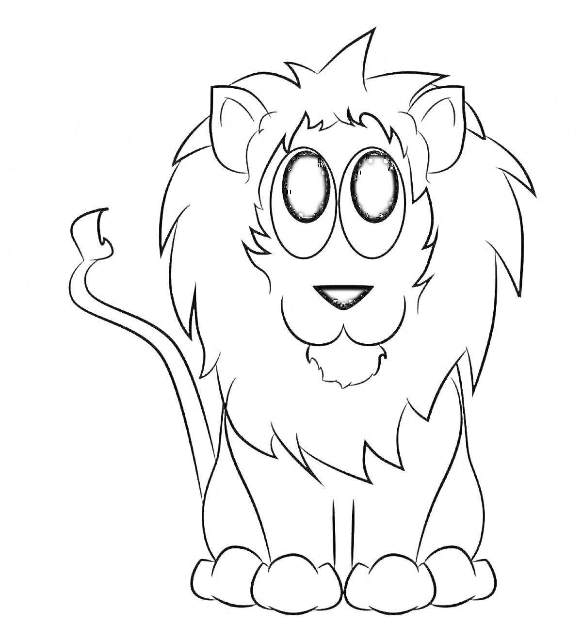 На раскраске изображено: Лев, Для детей
