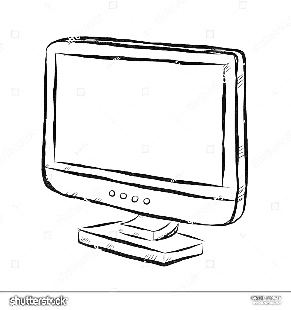 Раскраска Монитор на подставке с кнопками