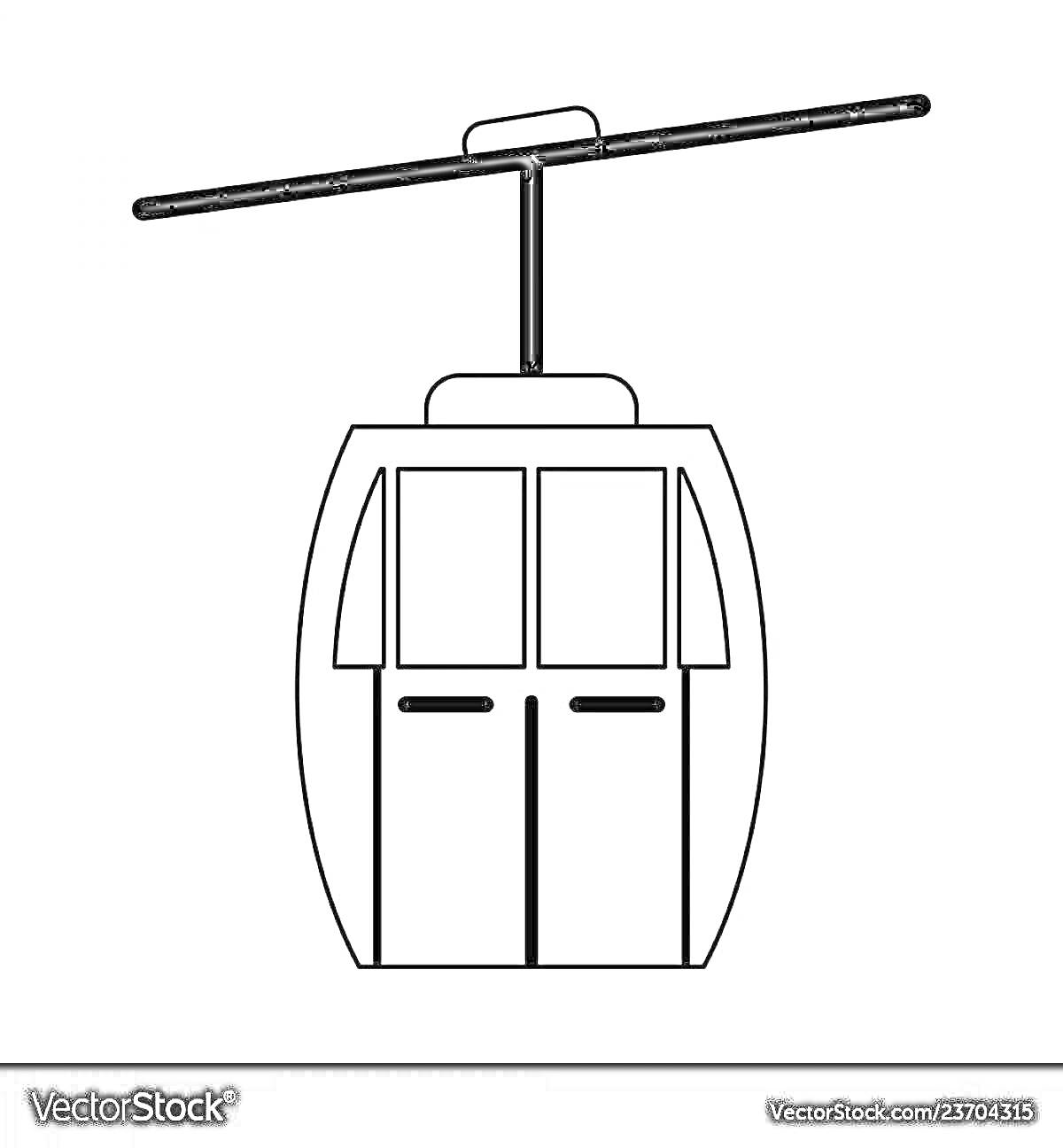 РаскраскаКабина канатной дороги с дверями и крышей на канате 