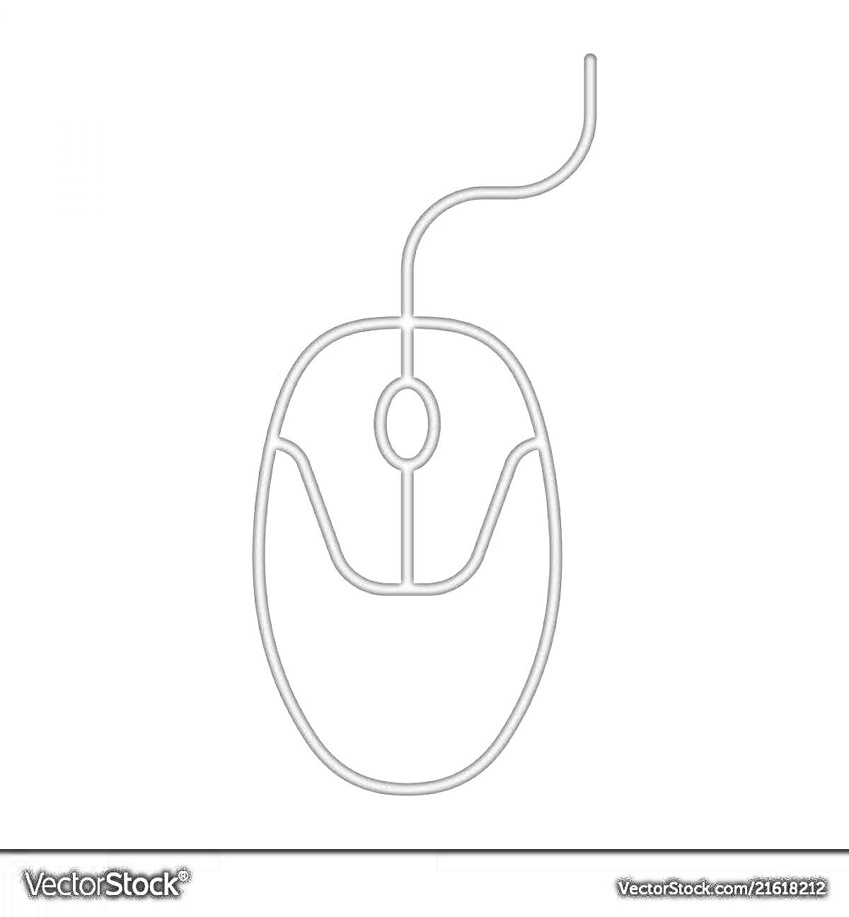 Раскраска Компьютерная мышь с проводом и двумя кнопками