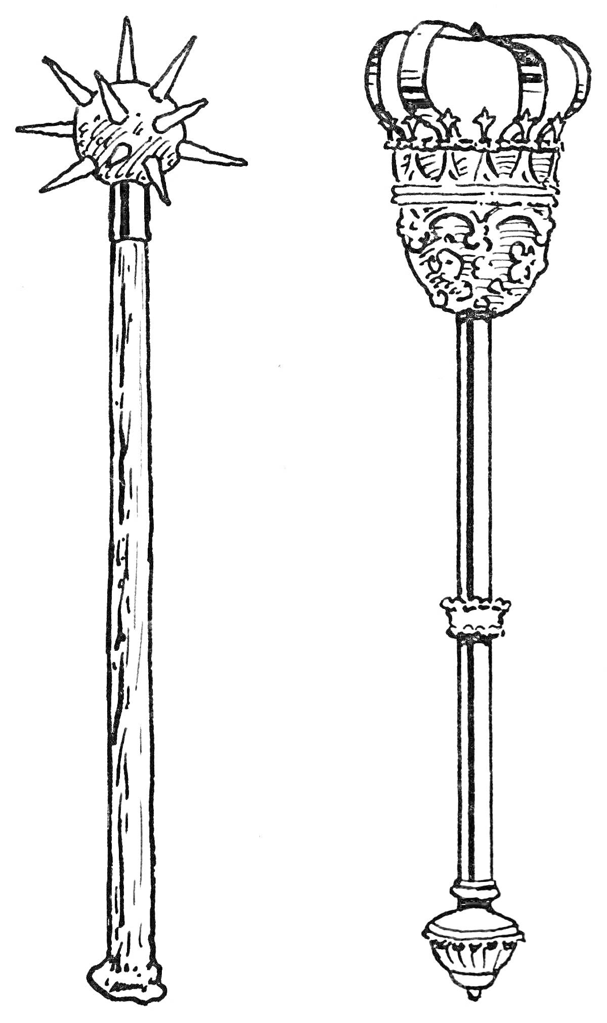 Раскраска Палица с шипами и церемониальный скипетр