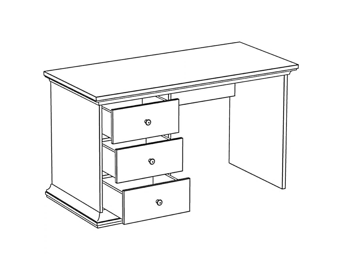 письменный стол с тремя выдвижными ящиками