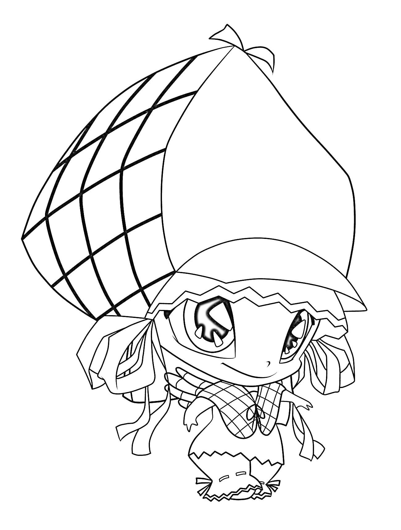Раскраска Пикси Винкс в большой шляпе и с платком