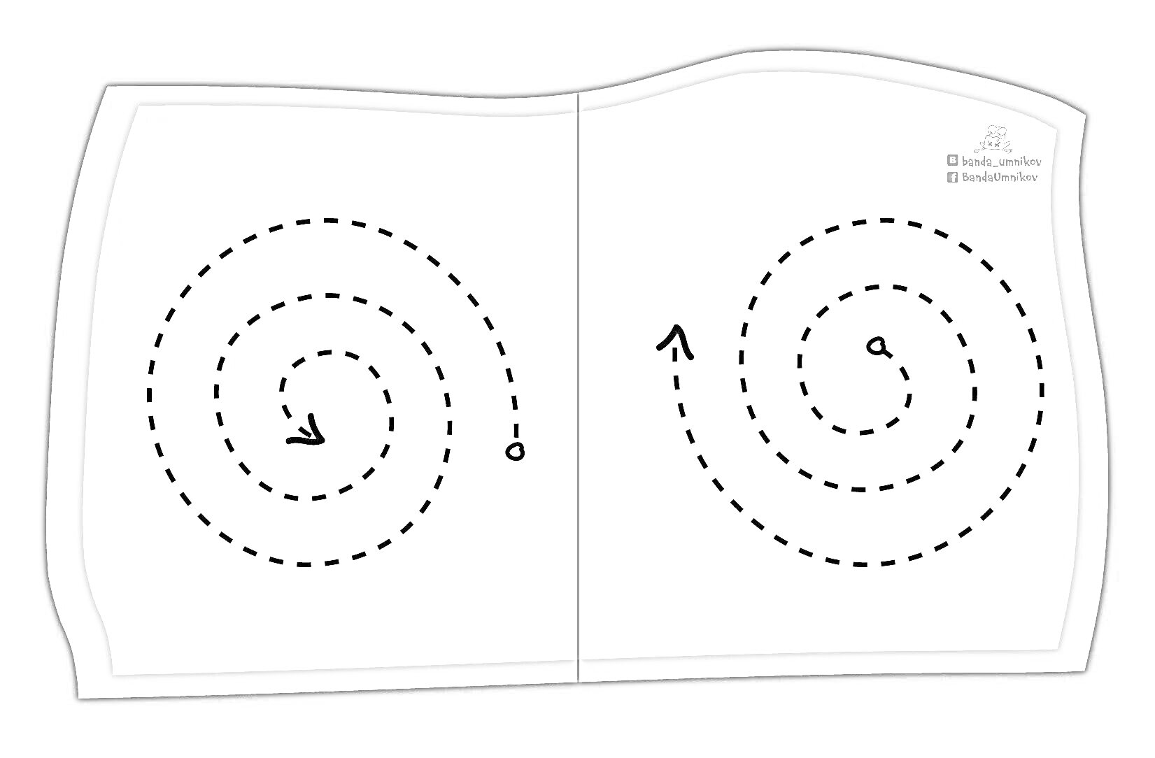 Раскраска Спирали для раскрашивания двумя руками одновременно