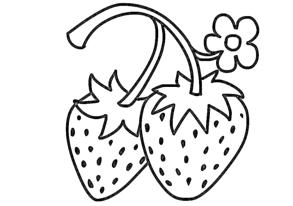 На раскраске изображено: Клубника, Ягоды, Для детей, 5 лет, Овощи и фрукты, Цветы