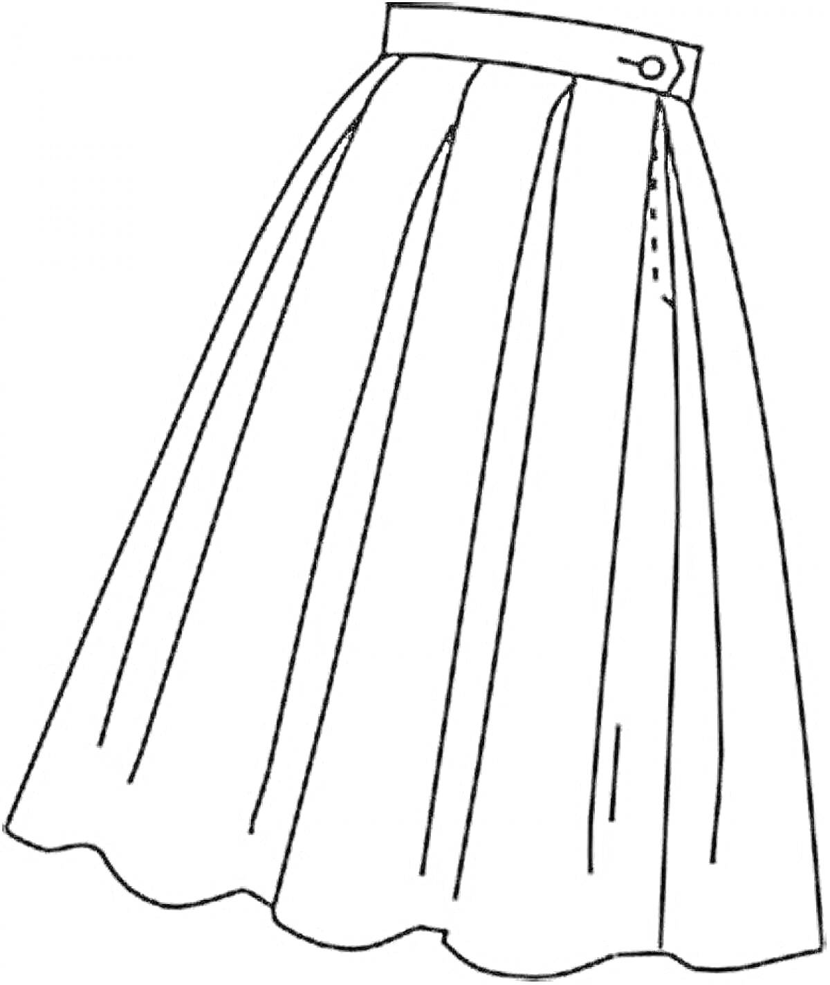 Раскраска Юбка с пуговицей и складками
