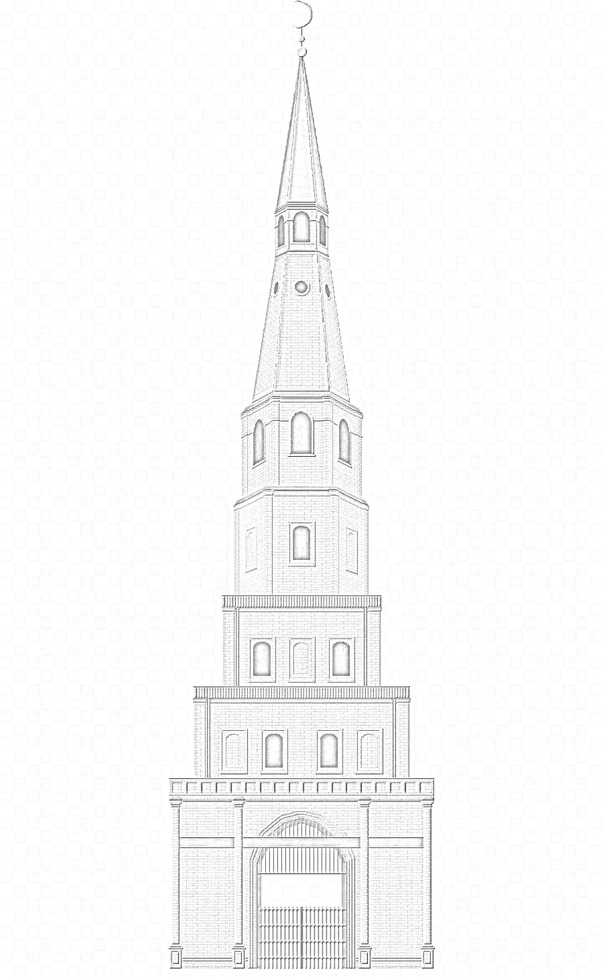 На раскраске изображено: Сююмбике Башня, Казань, Памятник архитектуры, Россия