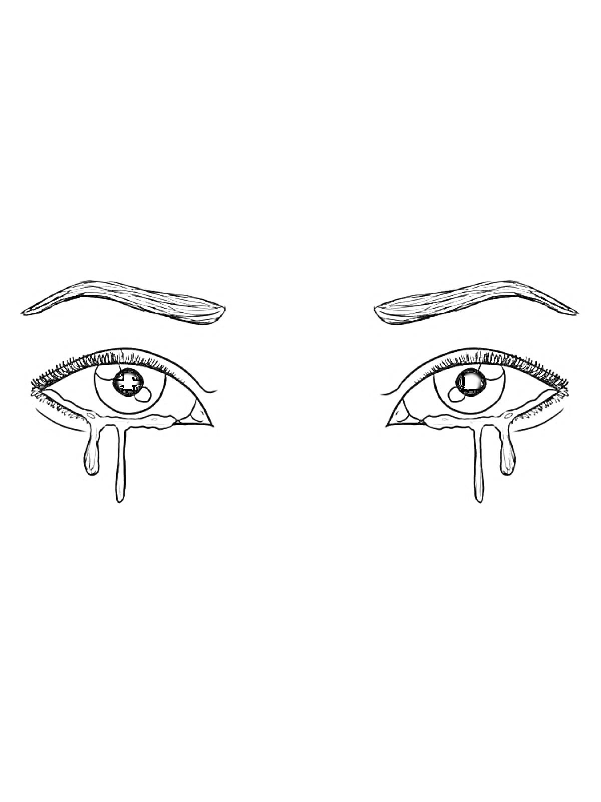 Глаза с бровями и слезами