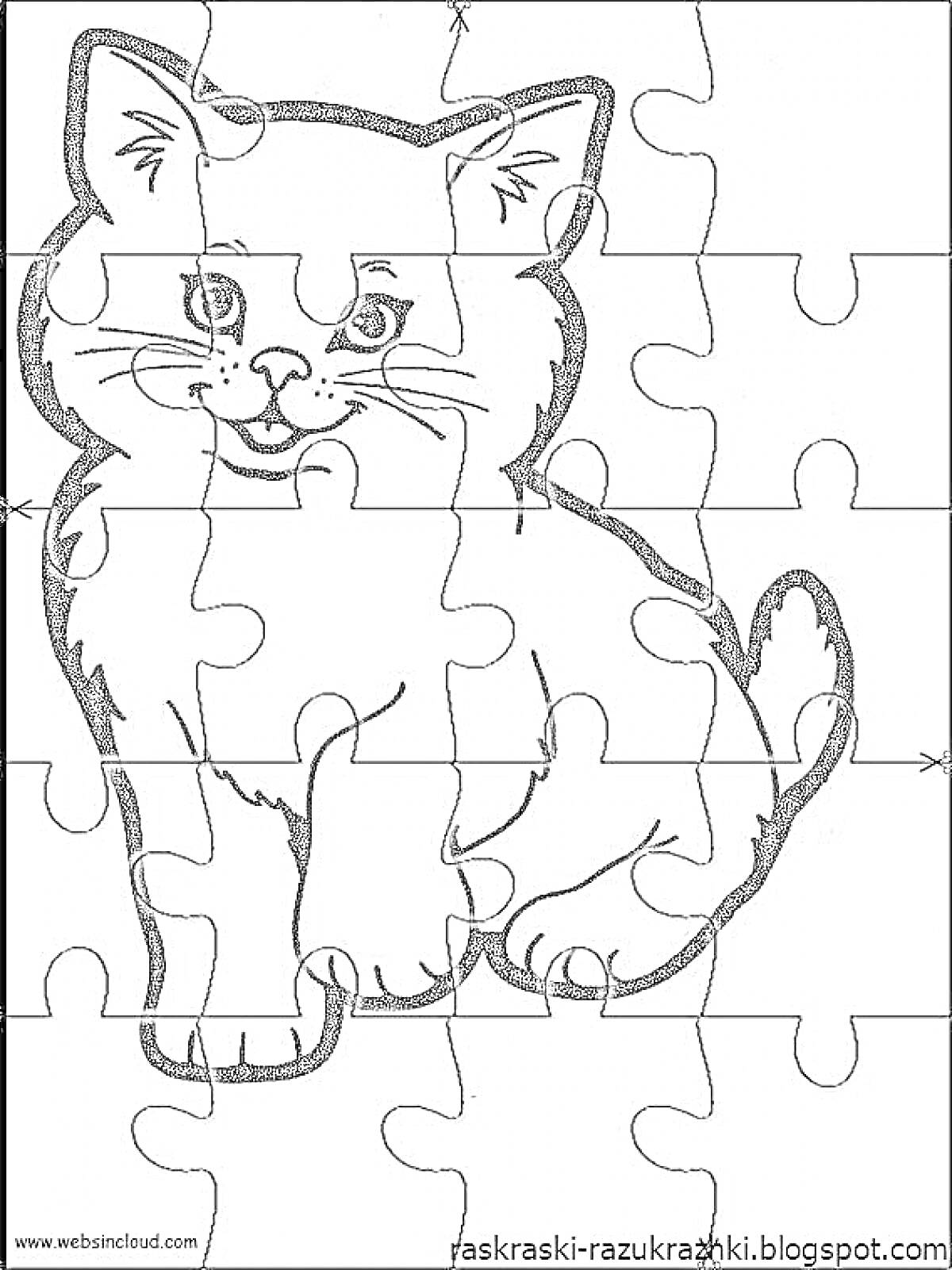 Раскраска Пазл с изображением котенка