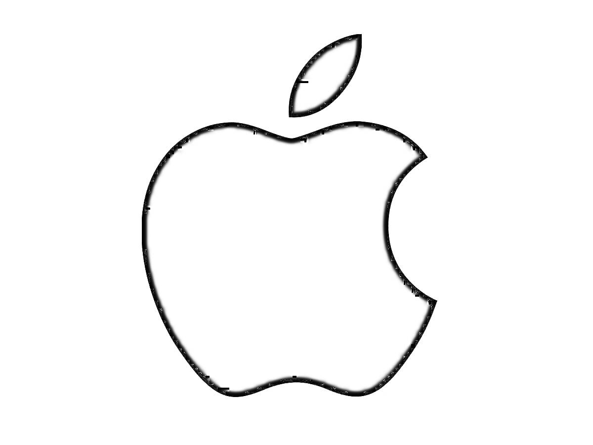 На раскраске изображено: Яблоко, Apple, Айфон, Бренд, Компьютер, Телефон, Значок, Знак