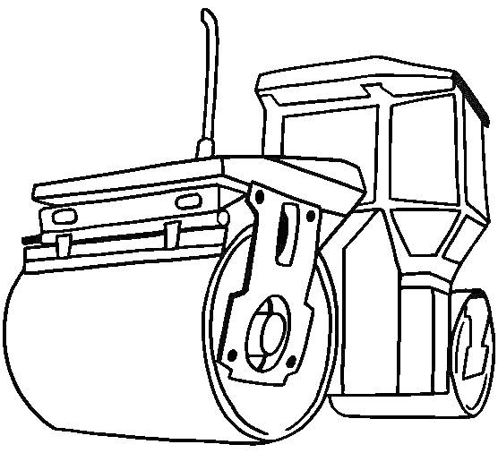 Каток с одним большим передним и одним задним колесом, кабиной и рычагом управления