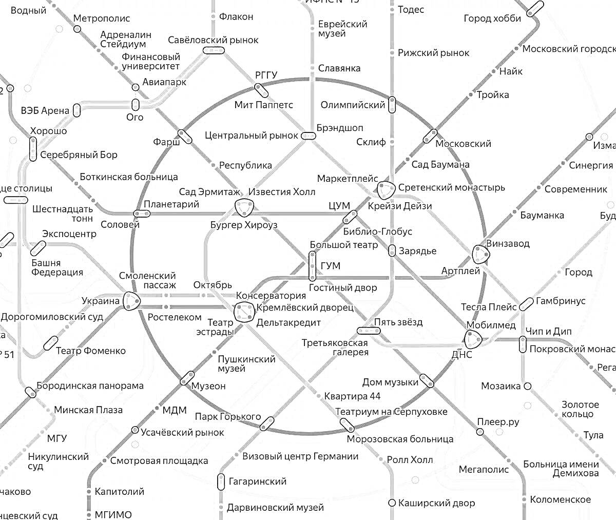 На раскраске изображено: Метро, Схема, Москва, Станции, Городской транспорт, Общественный транспорт, Карта