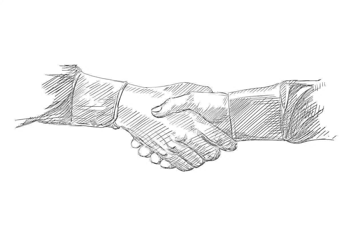 Раскраска Рукопожатие двух человек в деловых костюмах