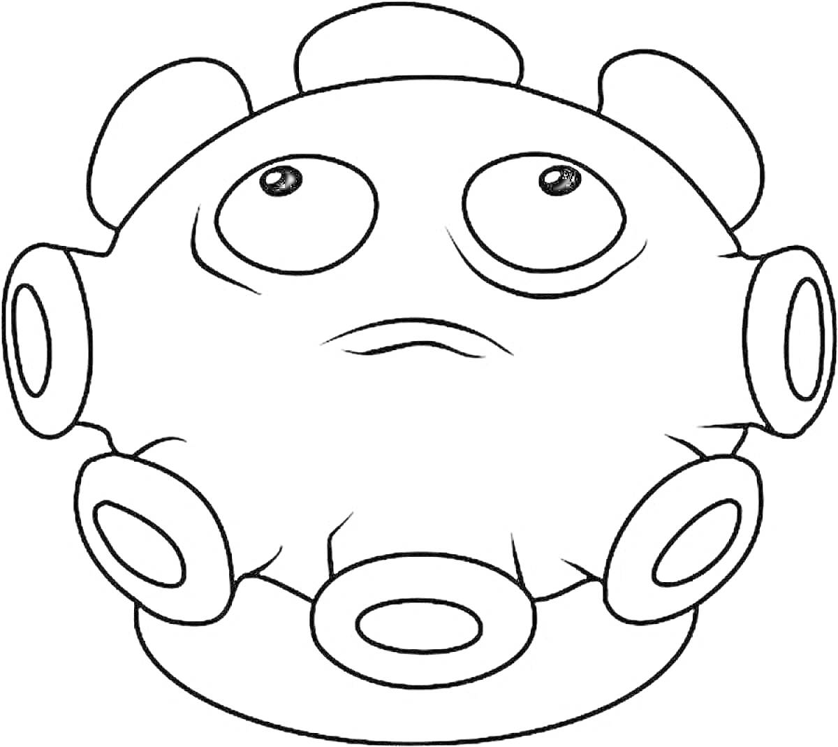 Раскраска Гриб-пуховик, персонаж из игры Plants vs Zombies