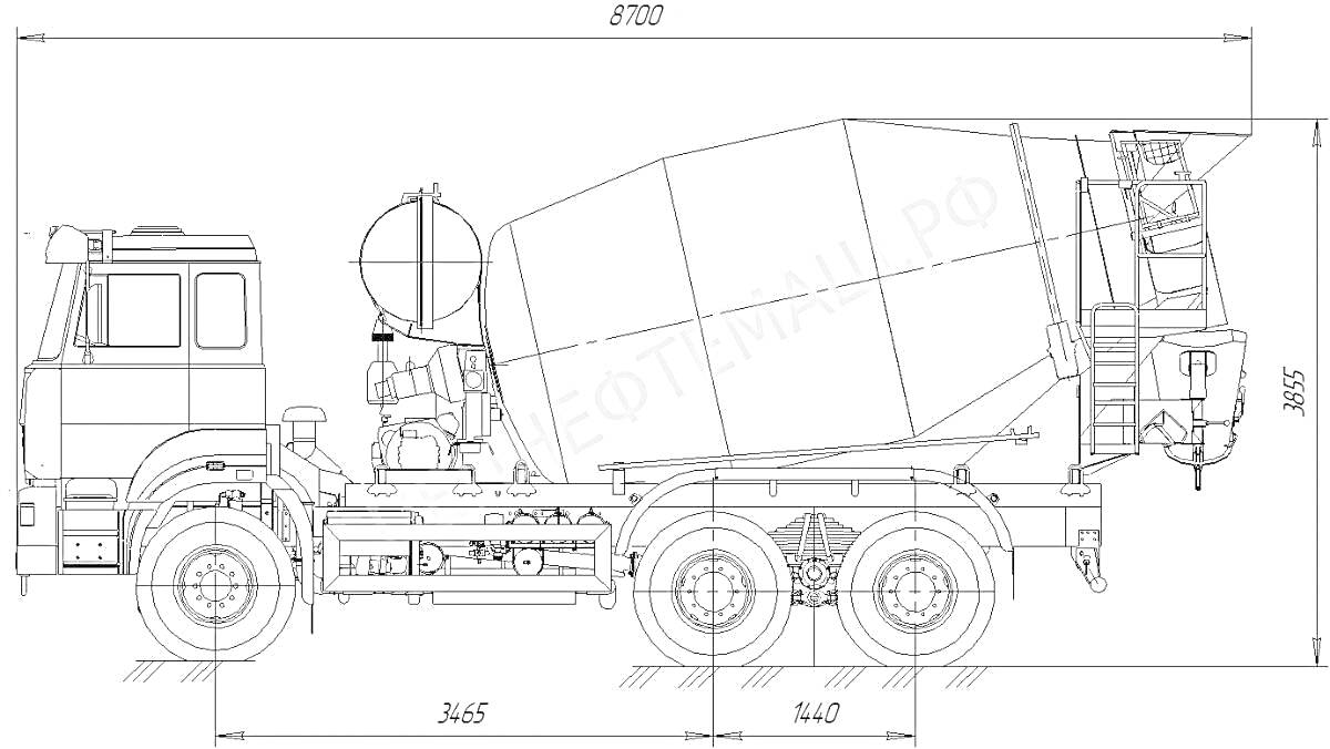 Бетононасос, грузовик с миксером, шасси, барабан, кабина водителя, колеса