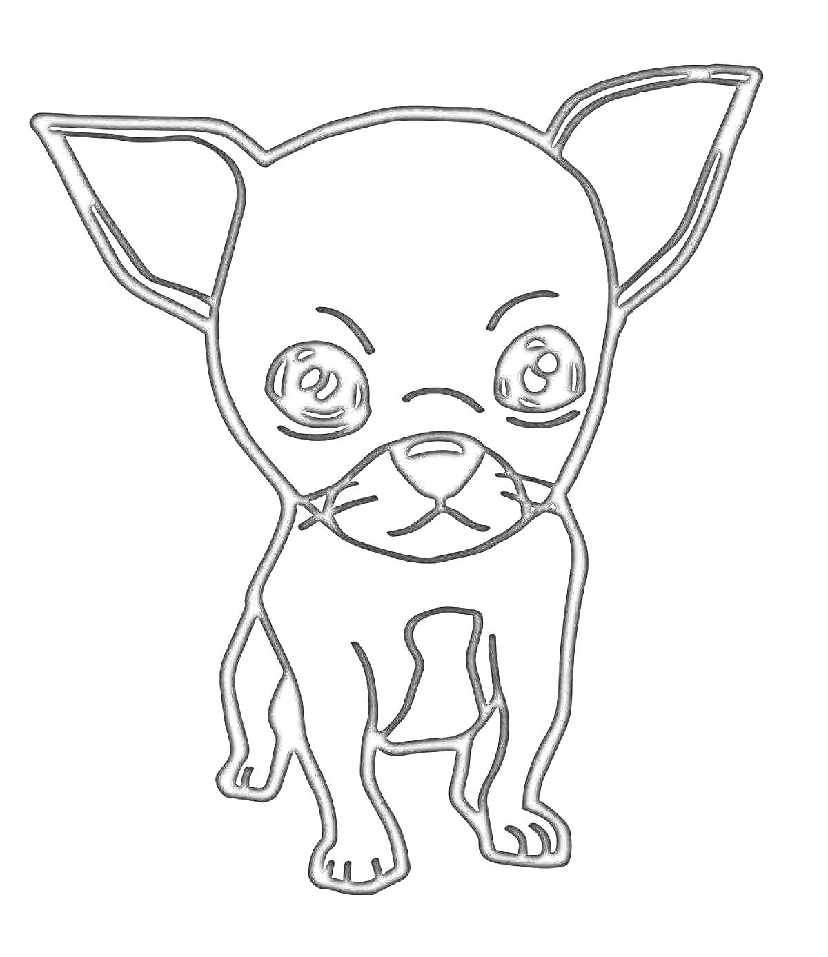 На раскраске изображено: Собака, Большие уши, Круглые глаза, Питомец