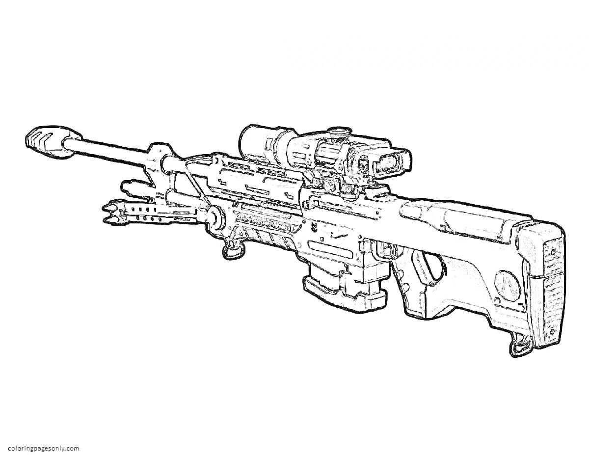 Раскраска Раскраска снайперская винтовка с прицелом