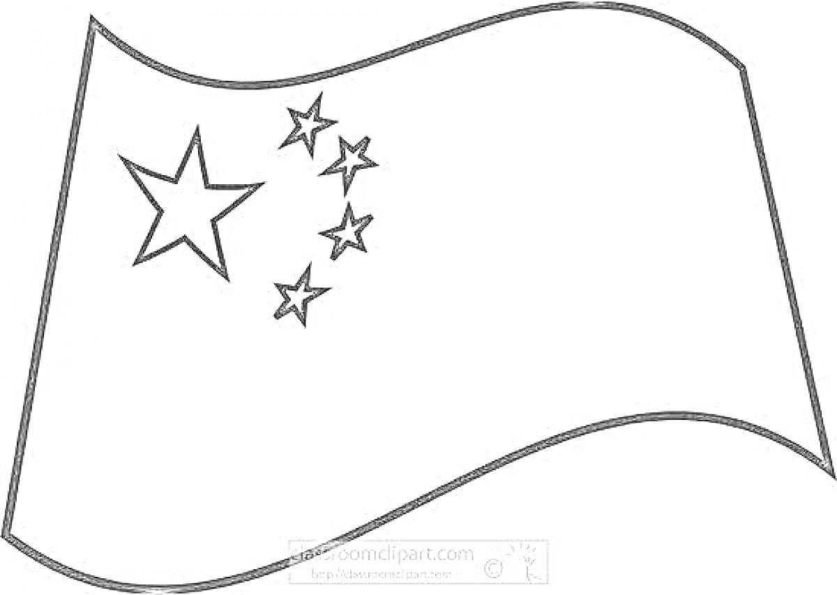 На раскраске изображено: Флаг, Китай, Звезды, Патриотизм