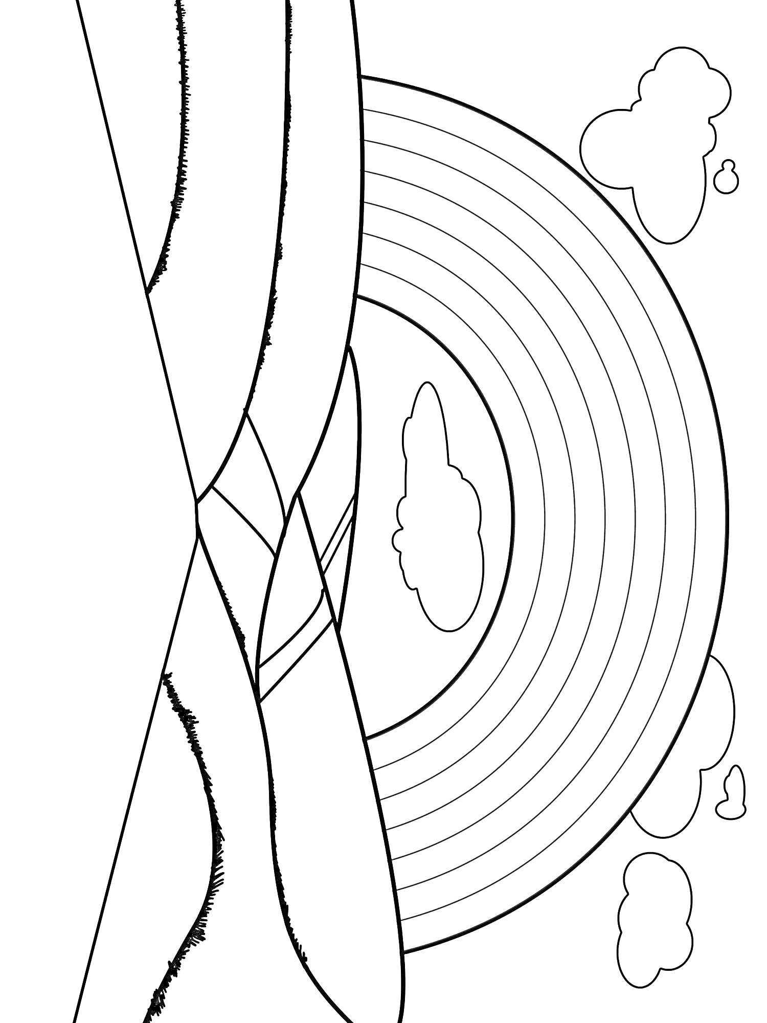 На раскраске изображено: Горы, Облака, Небо, Природа