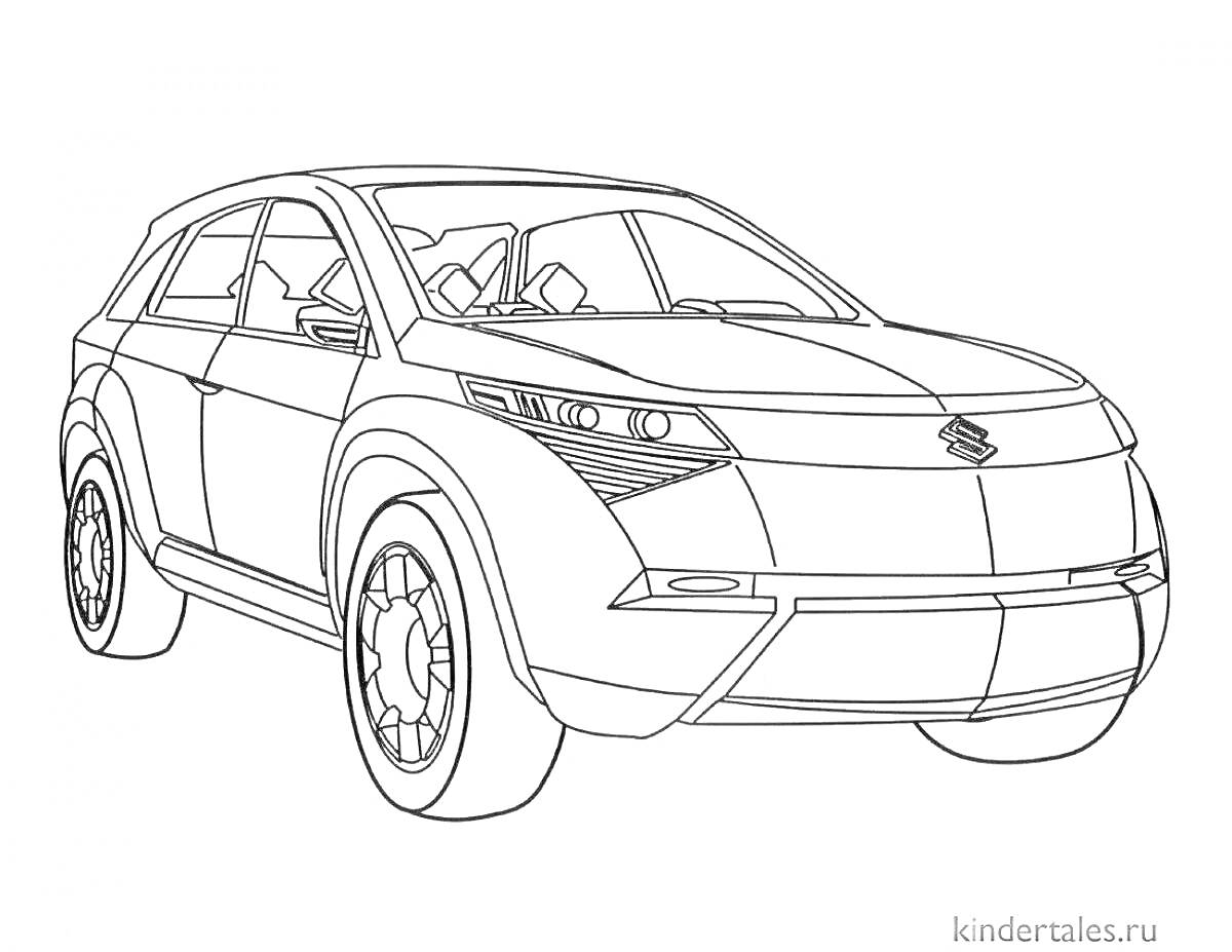 Раскраска Аркана Renault автомобиль (Профиль автомобиля, передние фары, колеса, боковые окна, лобовое стекло)