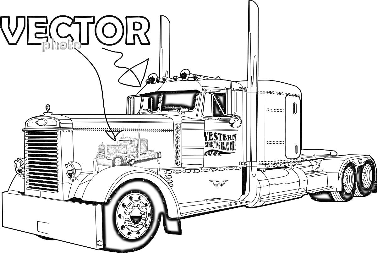 Раскраска Гоночный грузовик с надписью 
