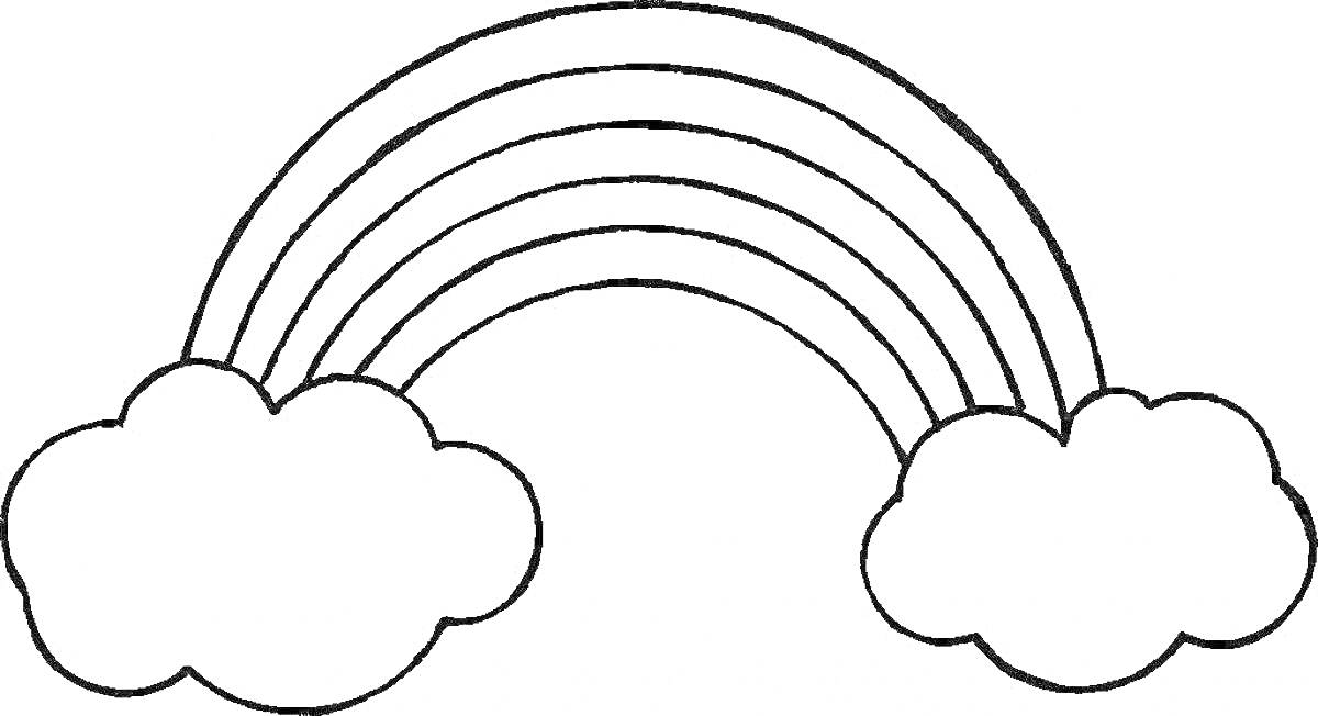 Раскраска радужный рисунок с облаками