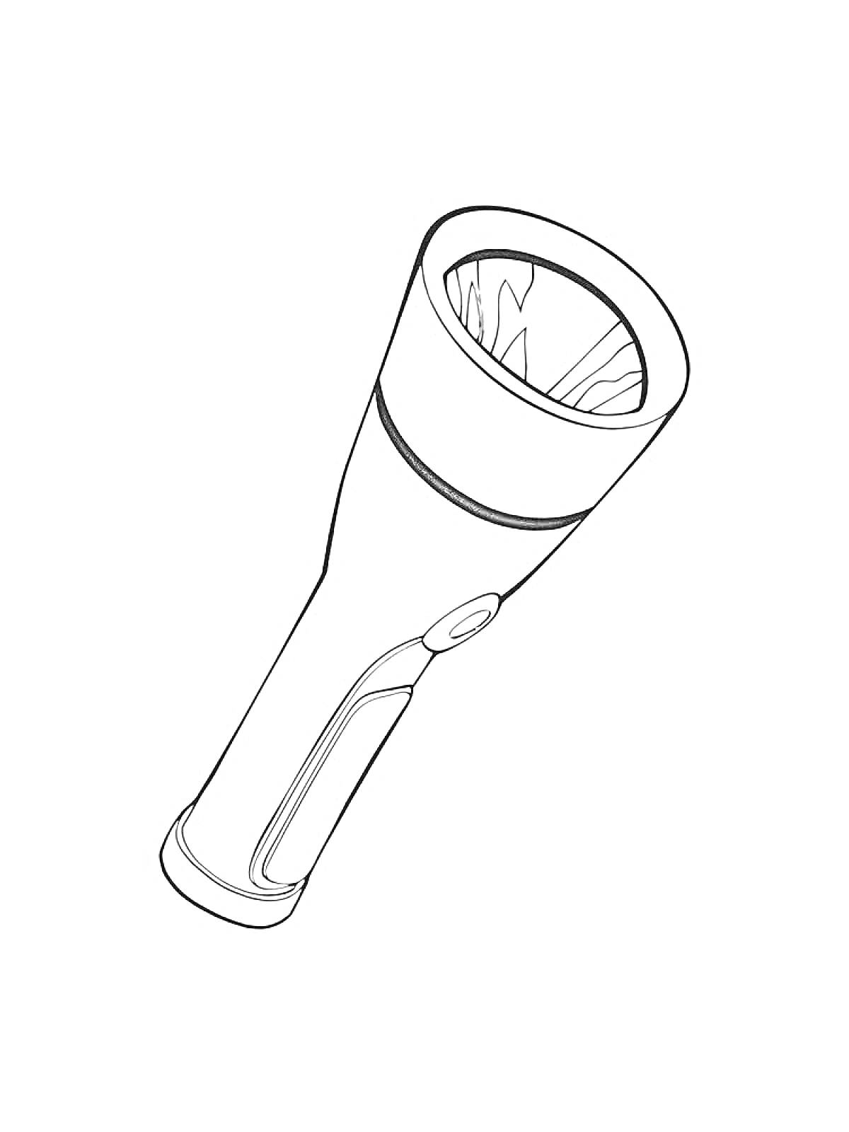 Раскраска Фонарь с ручкой, кнопкой и рефлектором