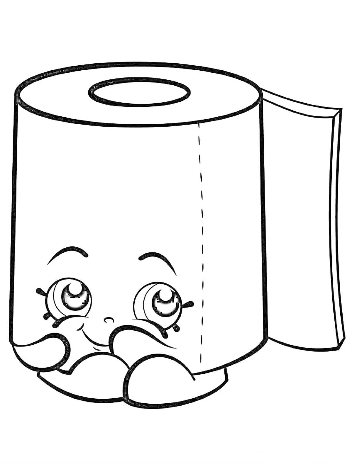 Рулон туалетной бумаги с лицом и руками
