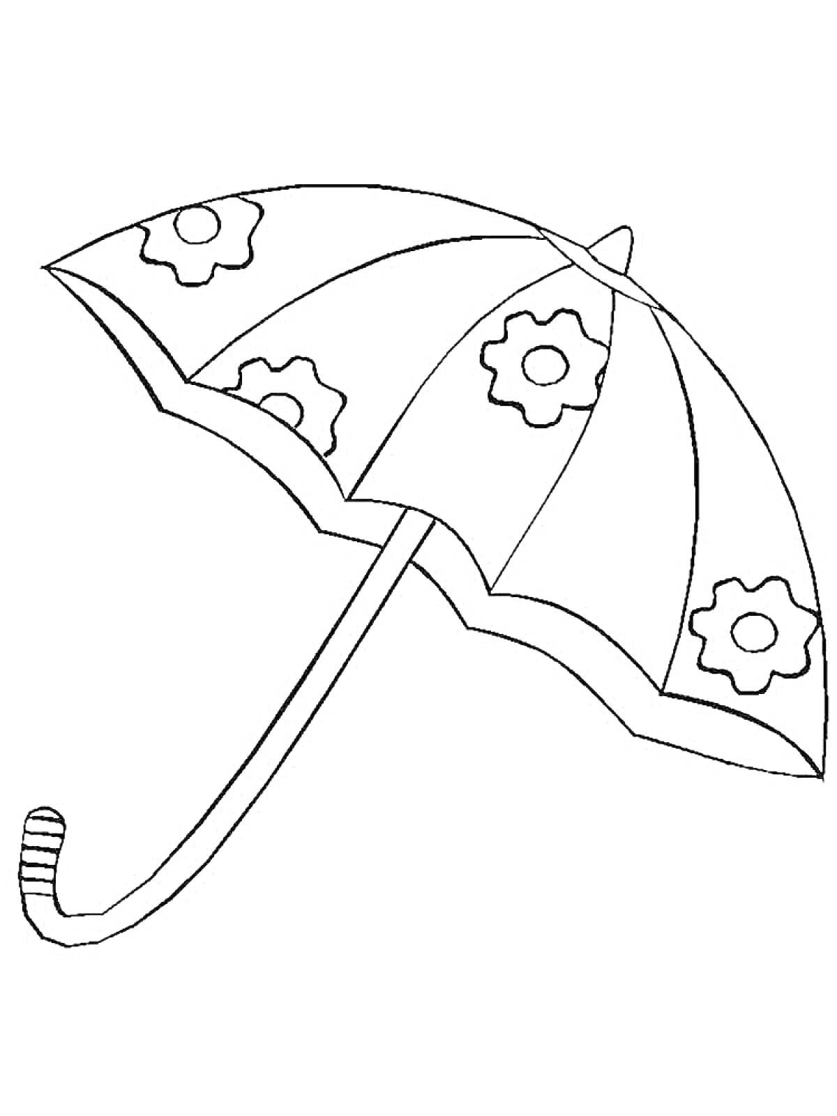 Раскраска Зонтик с цветочными узорами