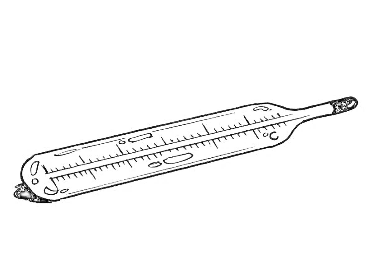 Раскраска Термометр с размеченной шкалой