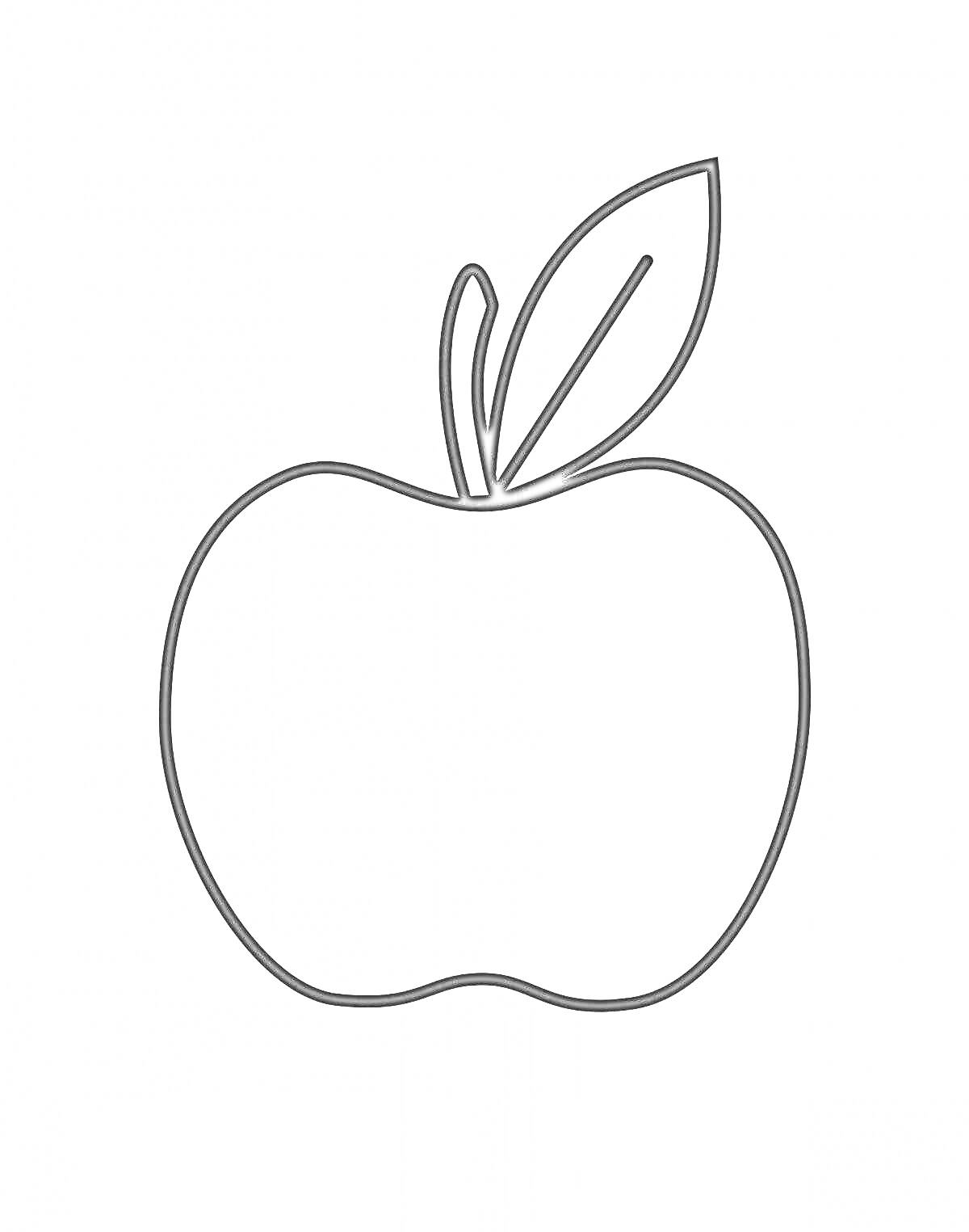 Раскраска Яблоко с листом