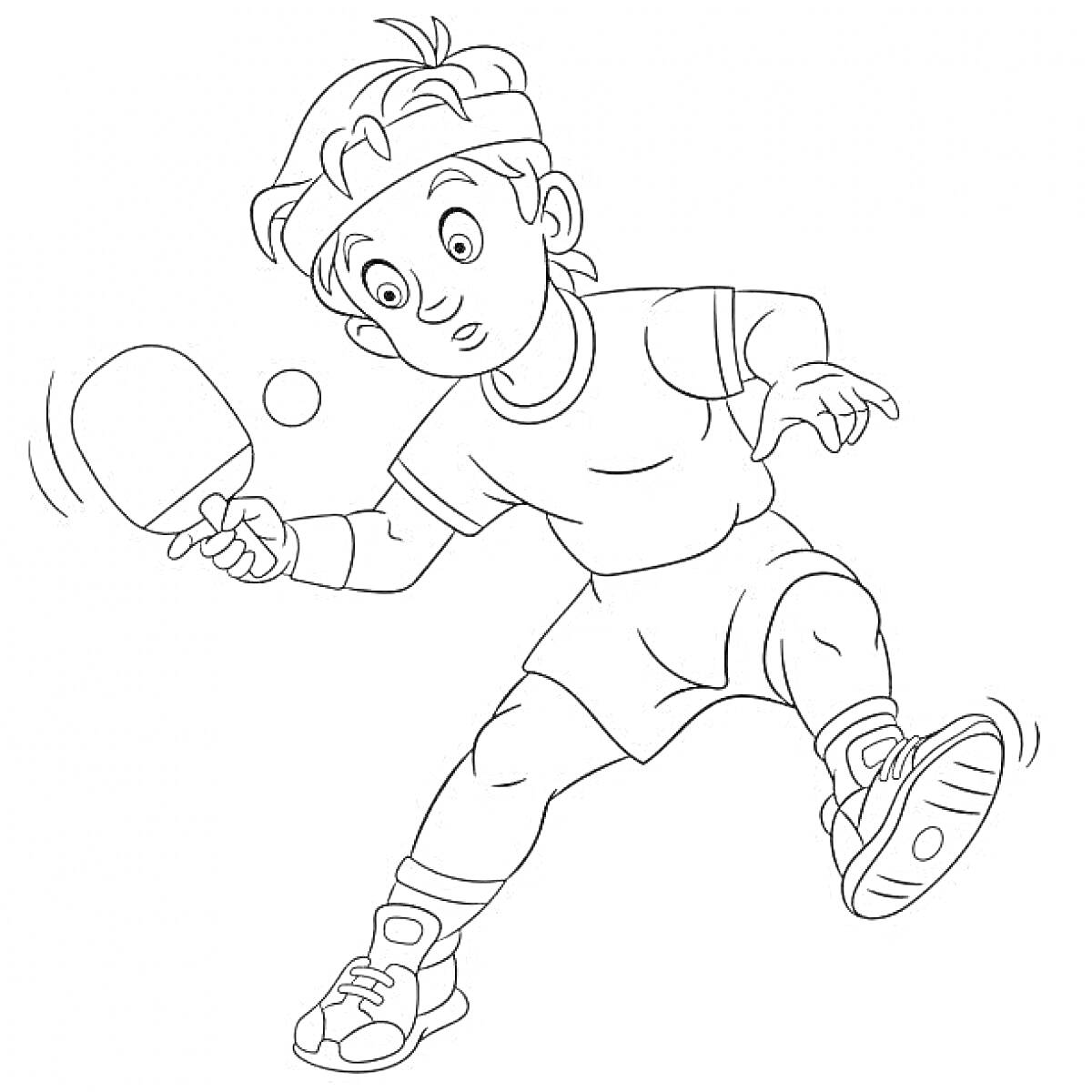 На раскраске изображено: Мальчик, Настольный теннис, Ракетка, Спорт, Игра, Активность