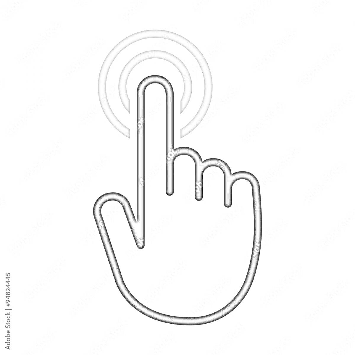 Раскраска Палец нажимает на экран с кругами