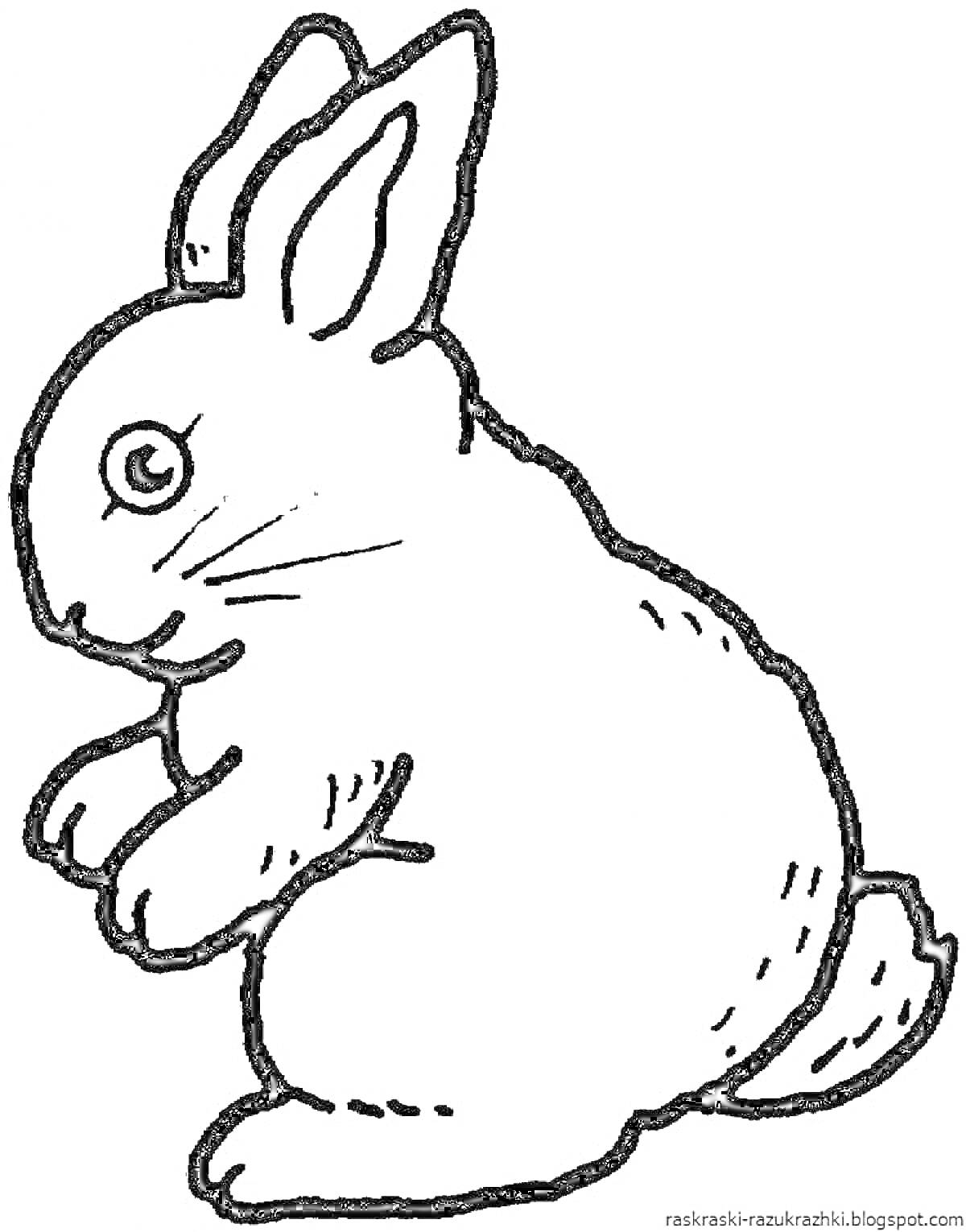 На раскраске изображено: Кролик, Животные, Ушастый, Для детей, Милые, Сидеть