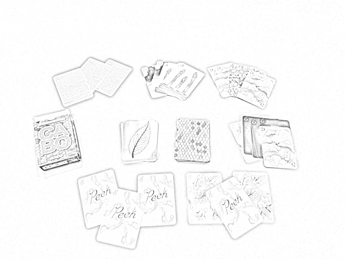 Раскраска Настольная игра с картами и фишками 