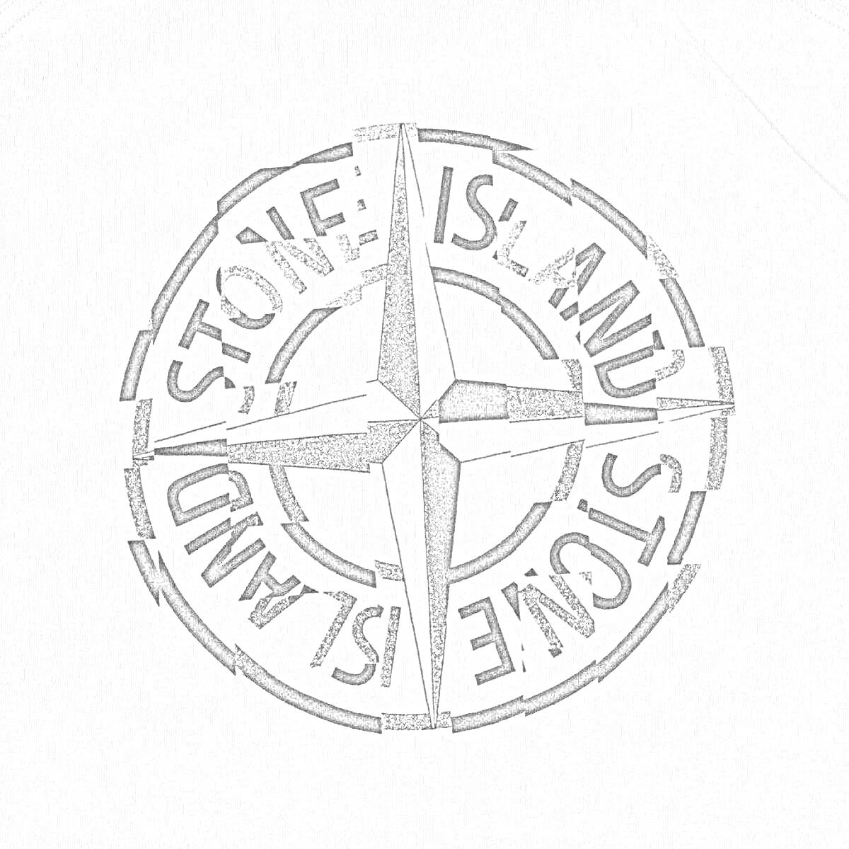 Раскраска Логотип Stone Island с компасом на светлом фоне