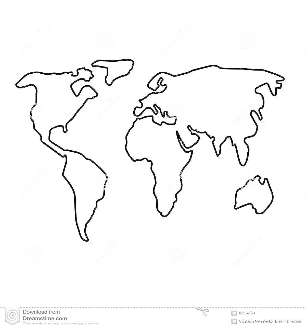 На раскраске изображено: Карта мира, Континенты, География, Северная Америка, Южная Америка, Европа, Азия, Африка, Австралия