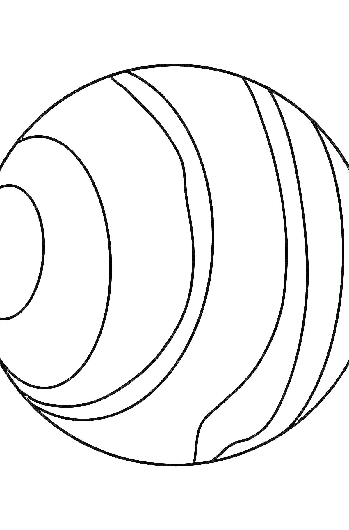 Раскраска Планета Уран с видимыми полосами и концентрическими кругами