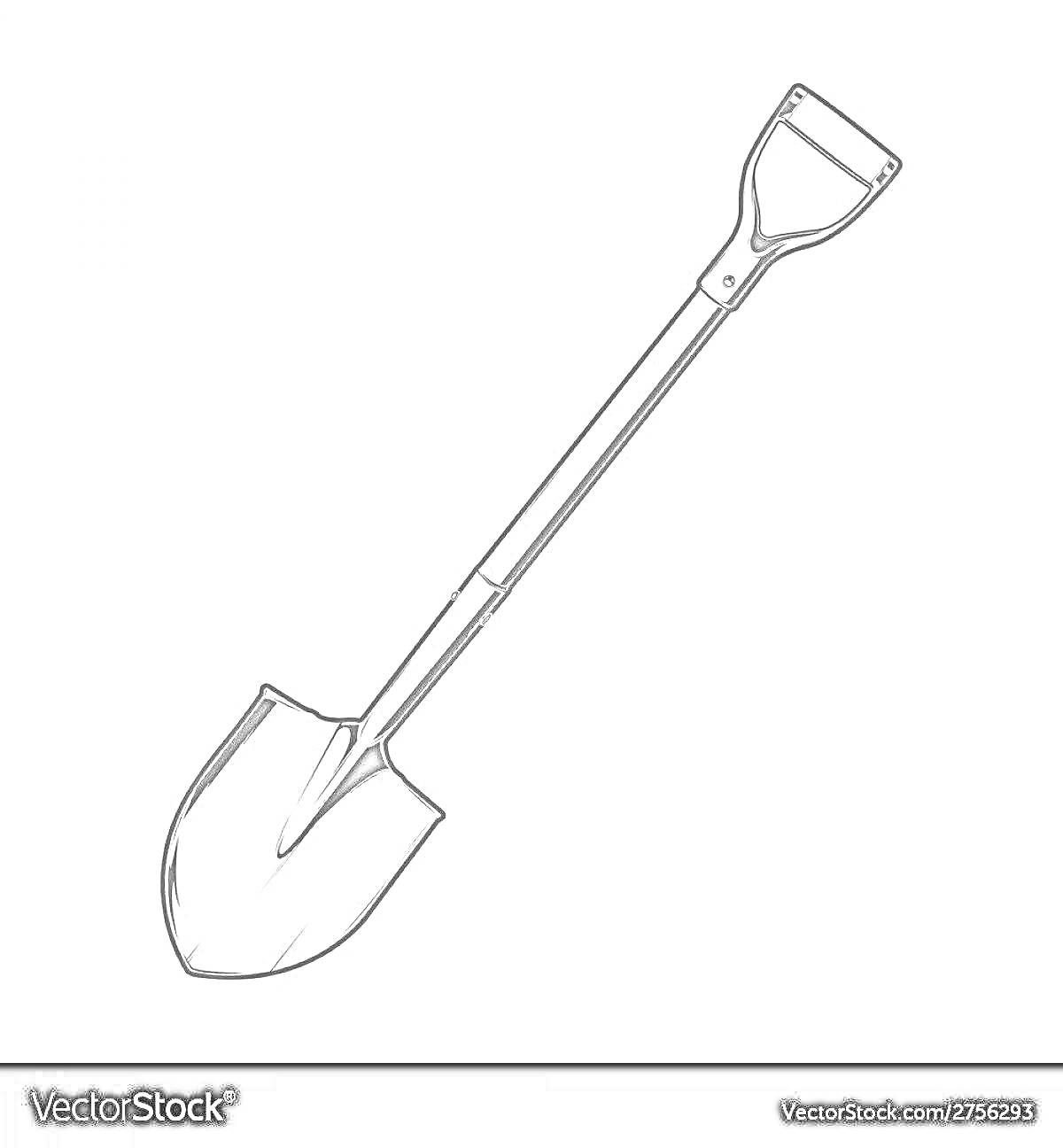 Раскраска Раскраска: лопата с D-образной ручкой и заостренным металлическим лезвием