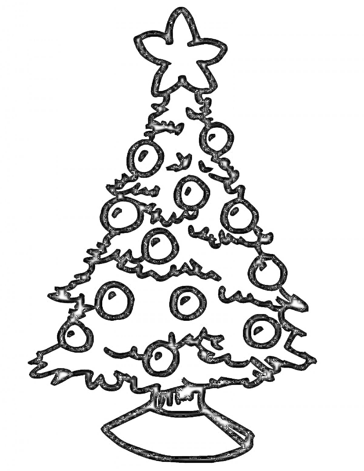 На раскраске изображено: Новогодняя елка