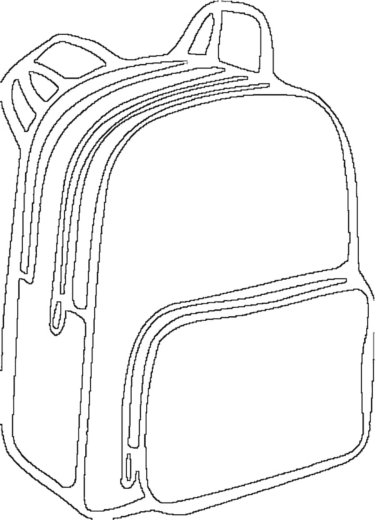 Раскраска Портфель с двумя отделениями и карманом на молнии спереди
