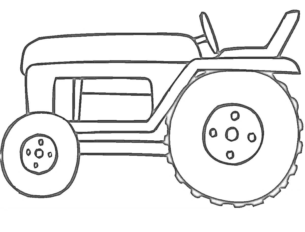 Раскраска Трактор с двумя колёсами и сиденьем для малышей