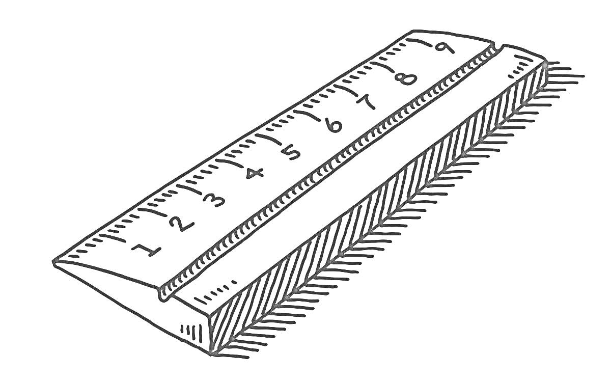 На раскраске изображено: Линейка, Измерение, Школа, Математика
