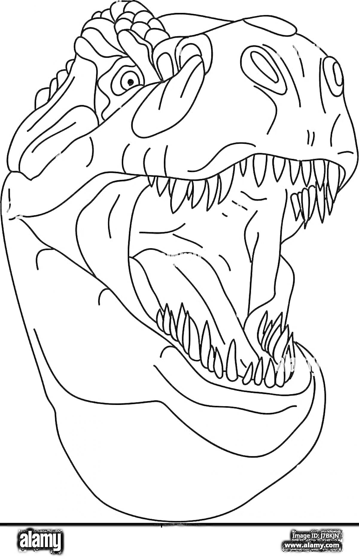 На раскраске изображено: Динозавр, Маска, Пасть, Зубы, Глаза
