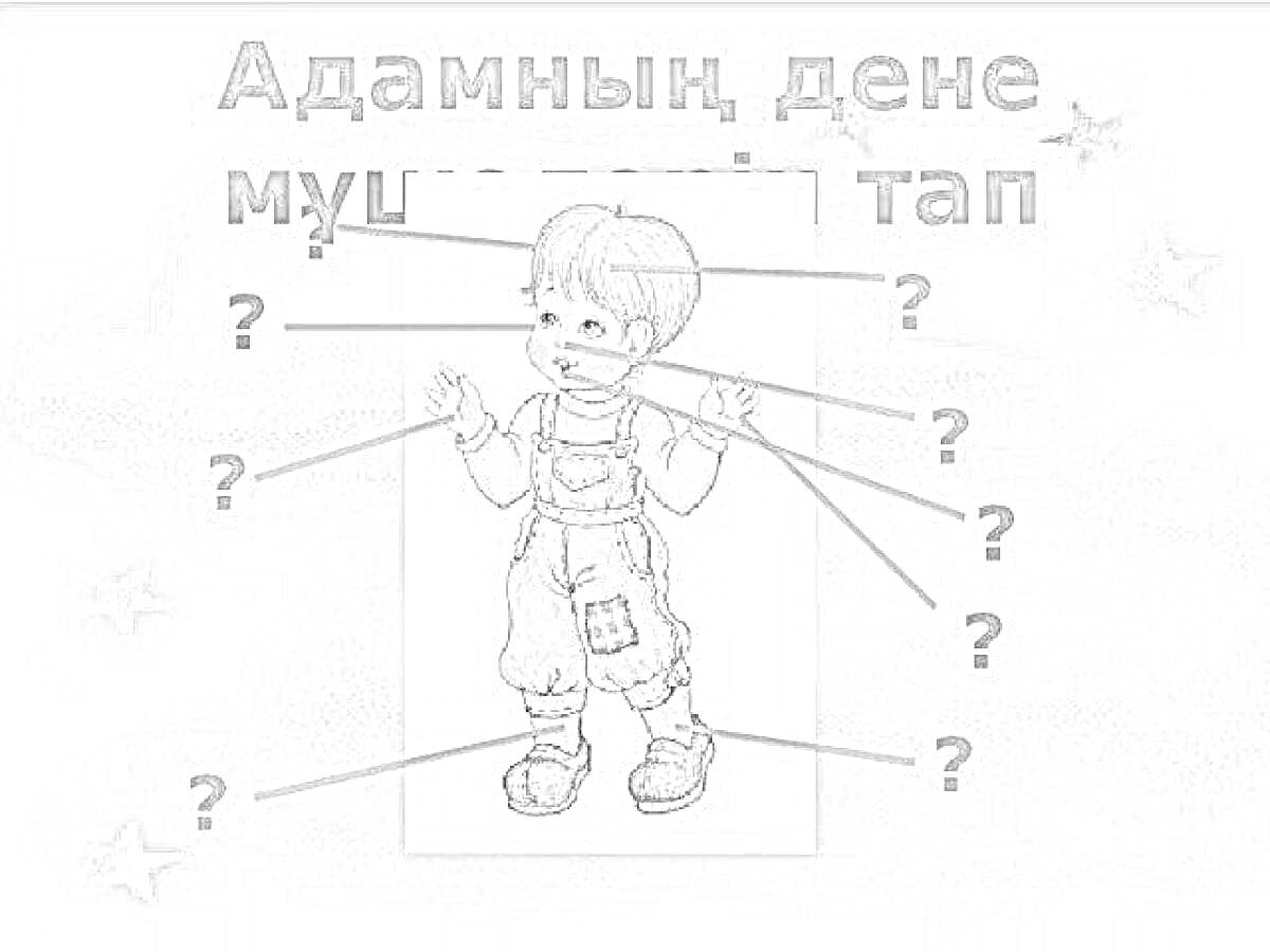 На раскраске изображено: Человек, Части тела, Ребенок, Руки, Ноги, Голова, Уши, Кисти, Стопы, Обучение