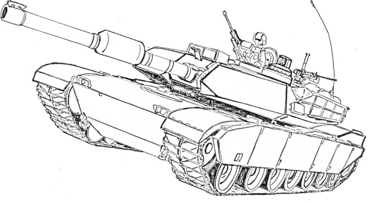 На раскраске изображено: Танк, Т-90, Военная техника, Командир, Пушка, Пулемет, Колёса, Бронетранспортер