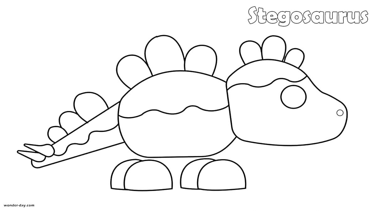 Раскраска Стегозавр с шипастым гребнем и четырьмя ногами